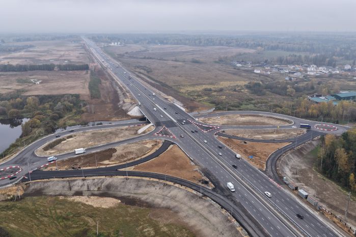 Строительство развязки с мостом через реку Скалба