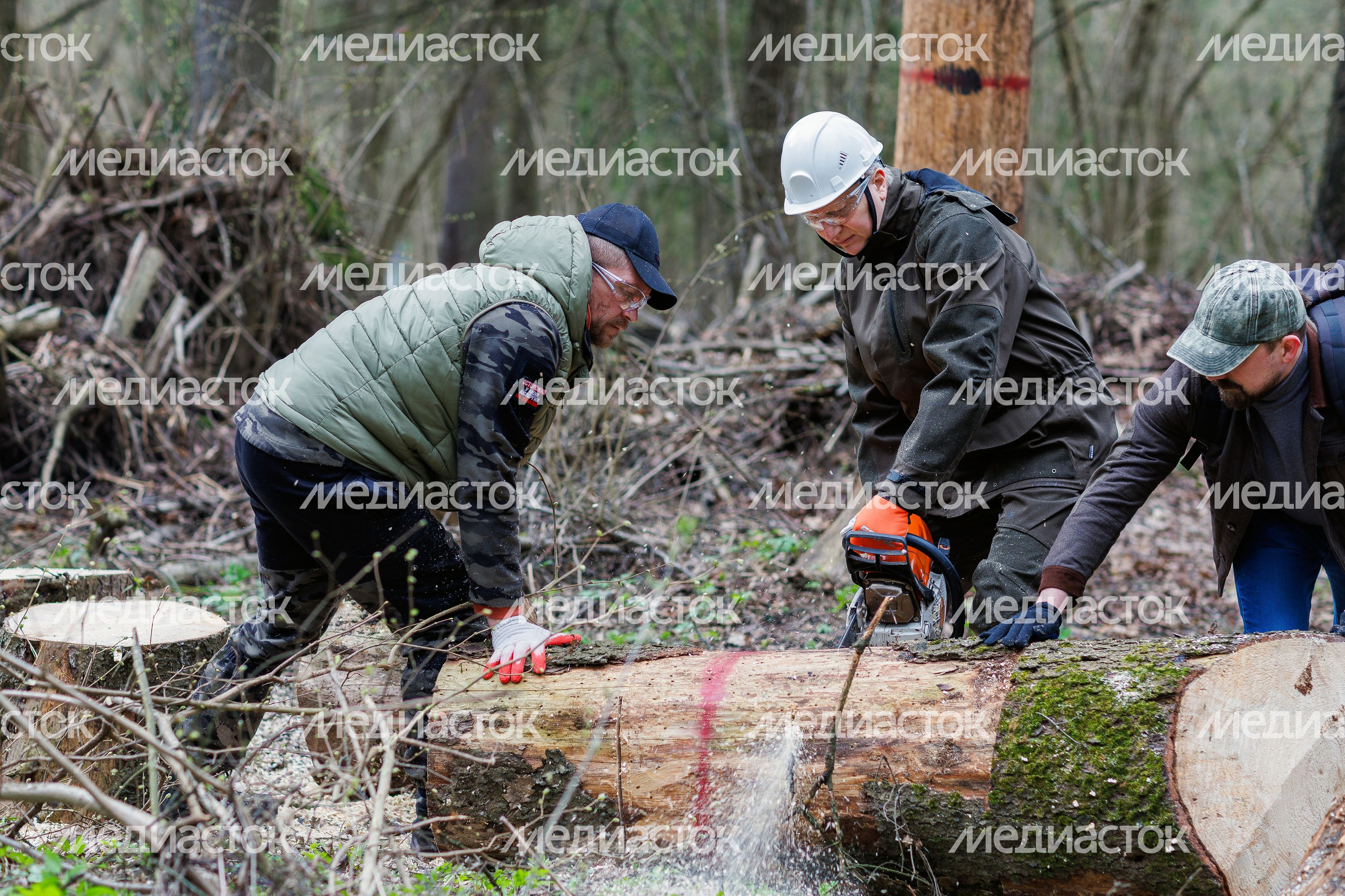Глава Одинцовского округа Андрей Иванов на субботнике в Одинцовском парке культуры, спорта и отдыха им. Ларисы Лазутиной