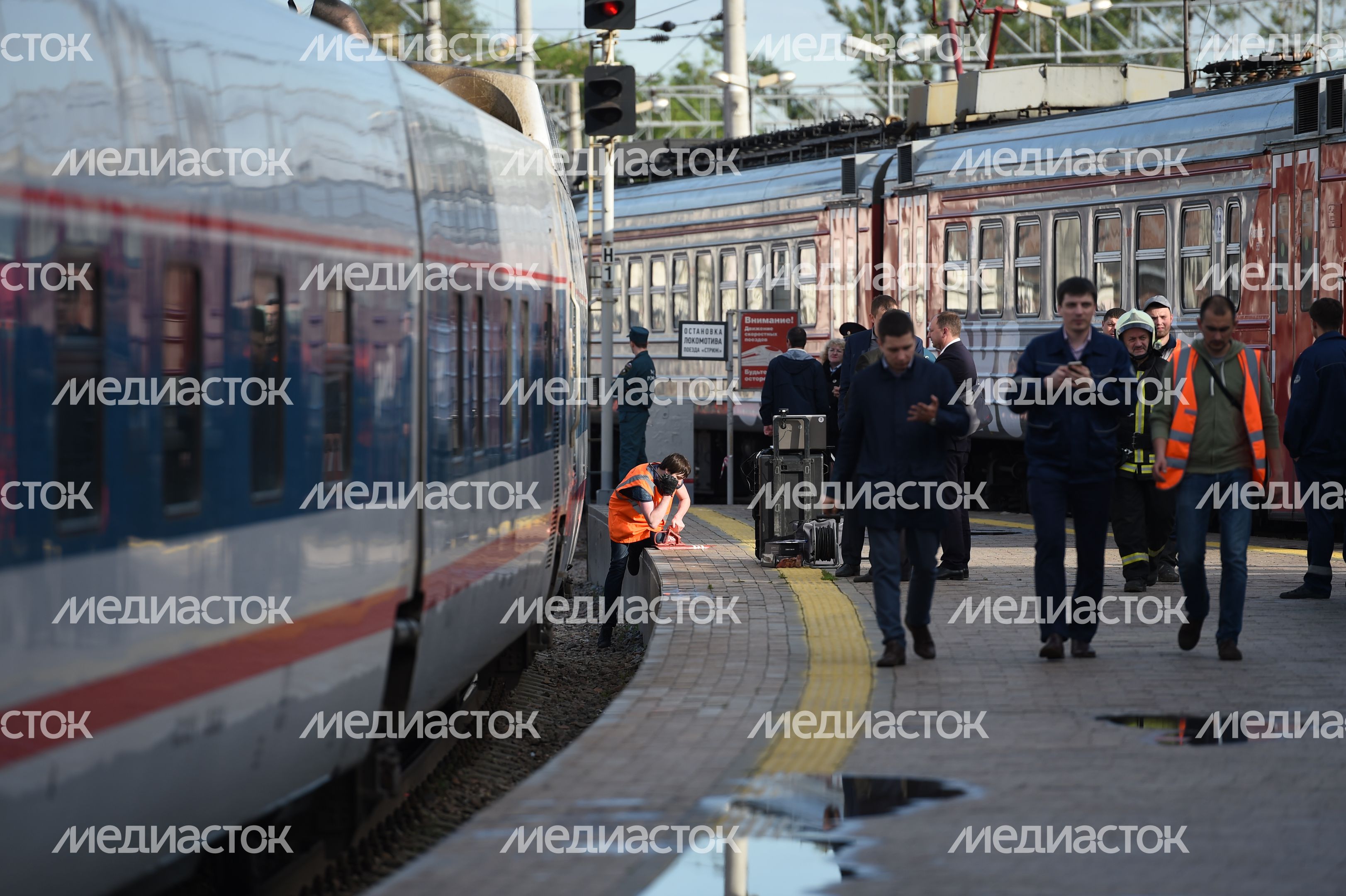 Столкновение поездов на Курском вокзале в Москве