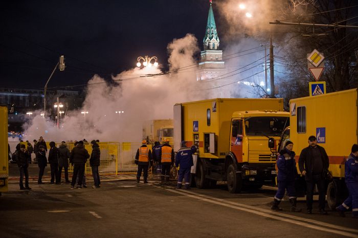 Прорыв трубы в центре Москвы