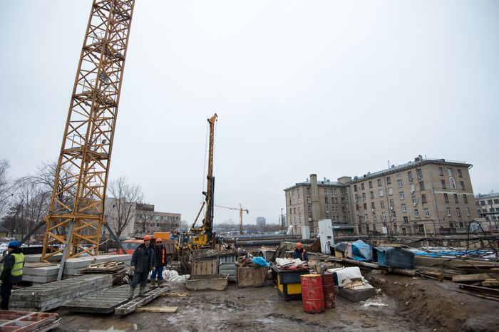 Строительство станции метро «Хорошевская» в Москве