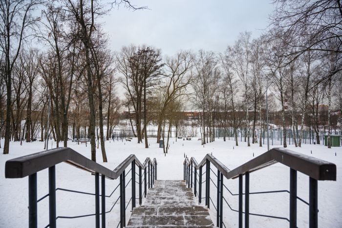 Лестница в Раменском городском парке в новогодние праздники