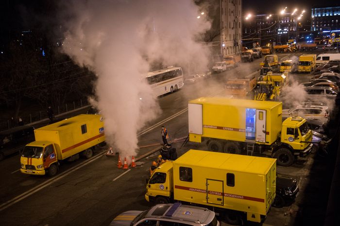 Прорыв трубы в центре Москвы