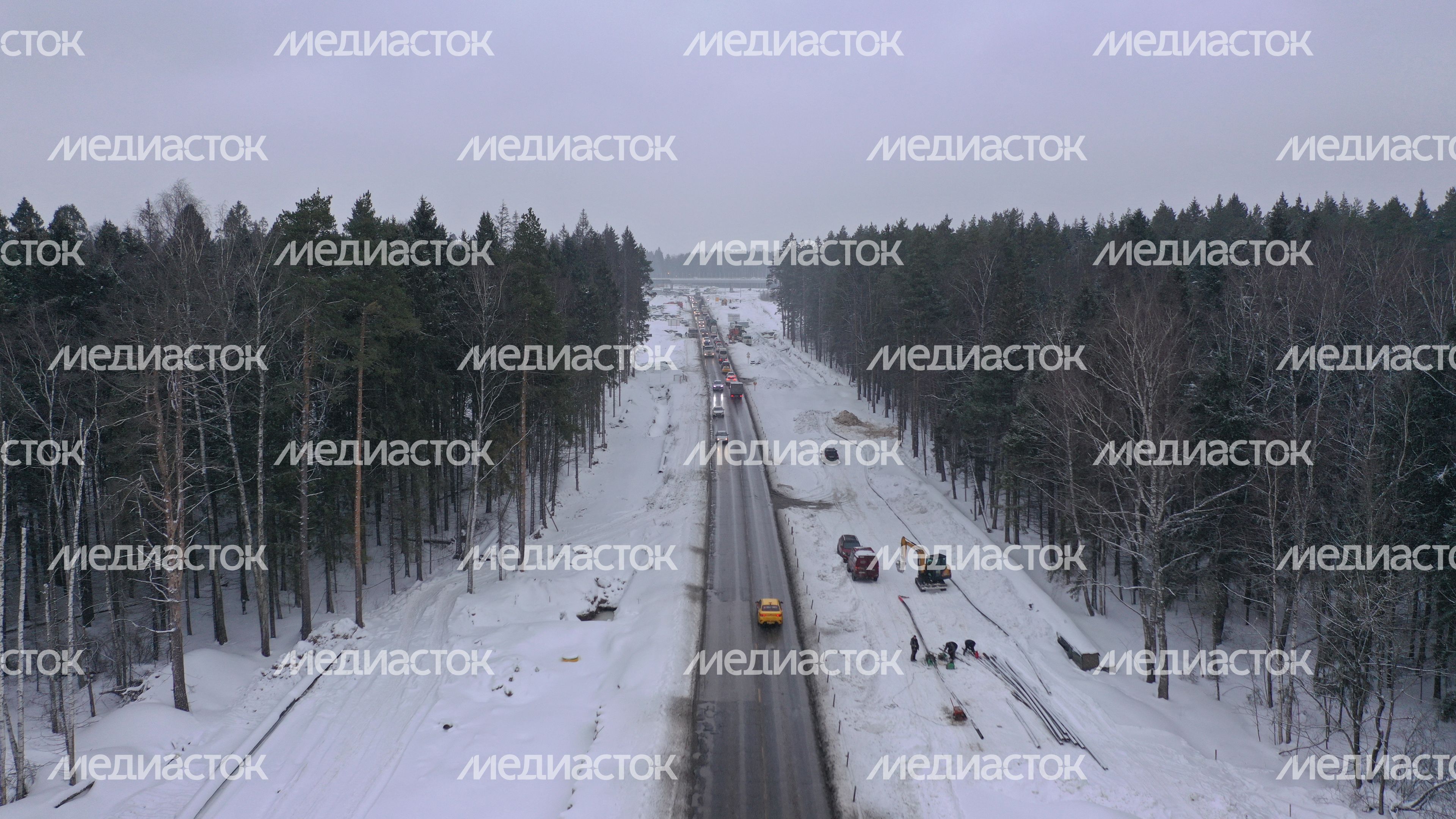 Работы на Пироговском шоссе Работы на Пироговском шоссе