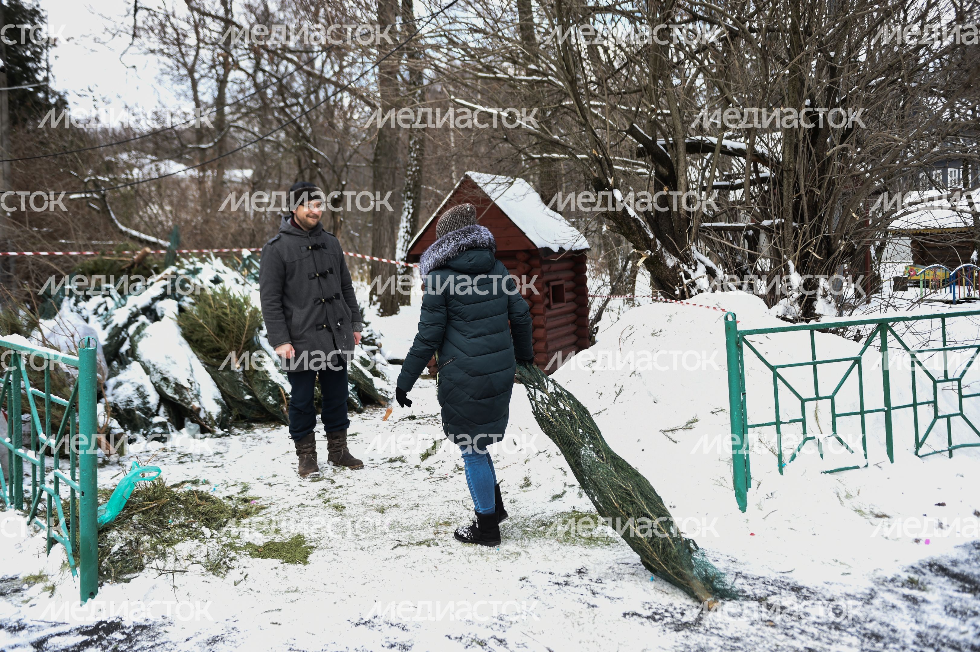 Утилизация елок после Нового года в Москве