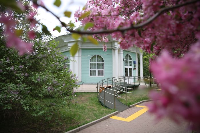 Цветение яблони в Екатерининском саду в Москве