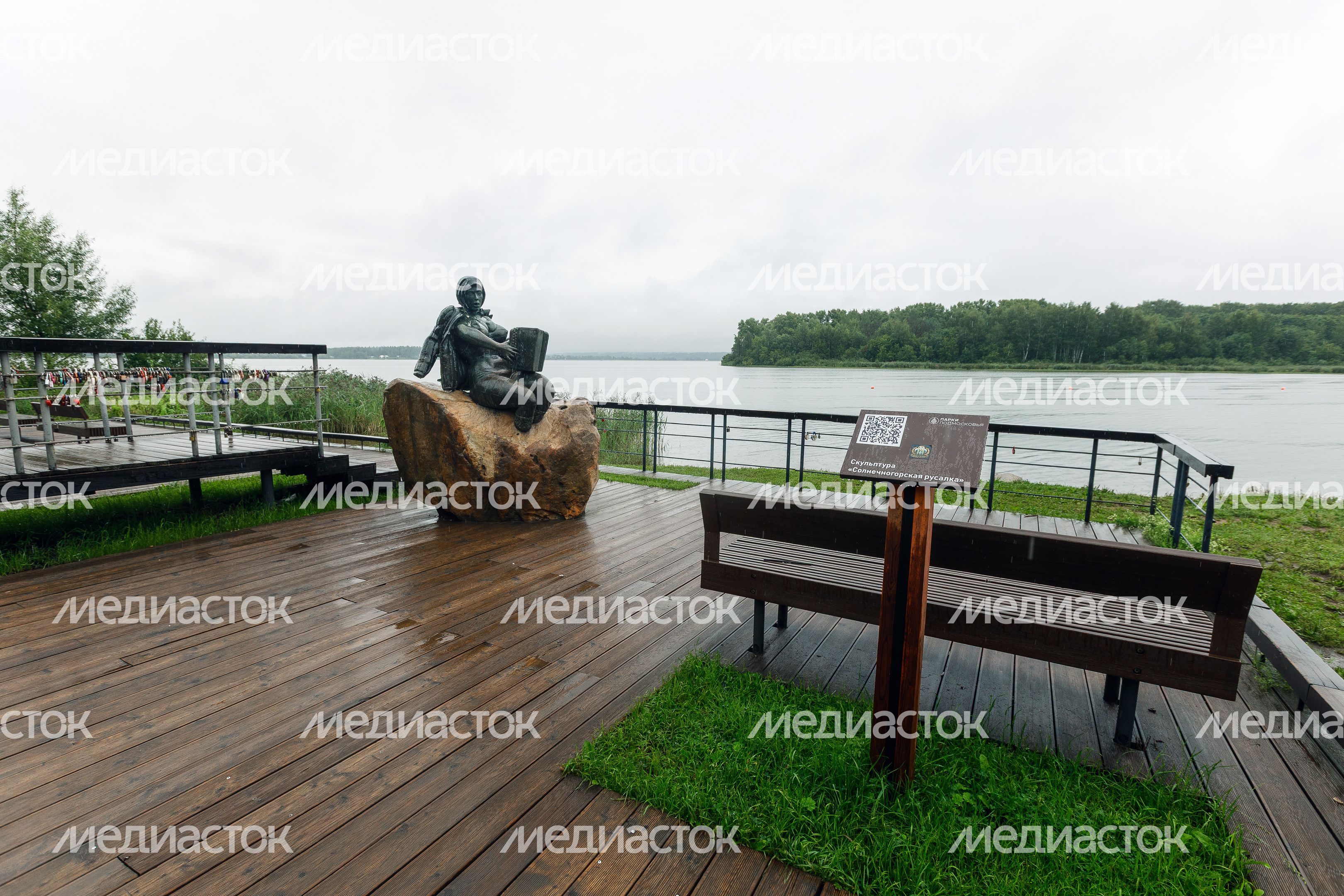 Скульптура «Солнечногорская русалка» в парке «Спортивный» на берегу озера Сенеж в Солнечногорске Скульптура «Солнечногорская русалка» в парке «Спортивный» на берегу озера Сенеж в Солнечногорске