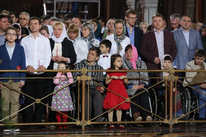 Пасхальное богослужение в Храме Христа Спасителя в Москве
