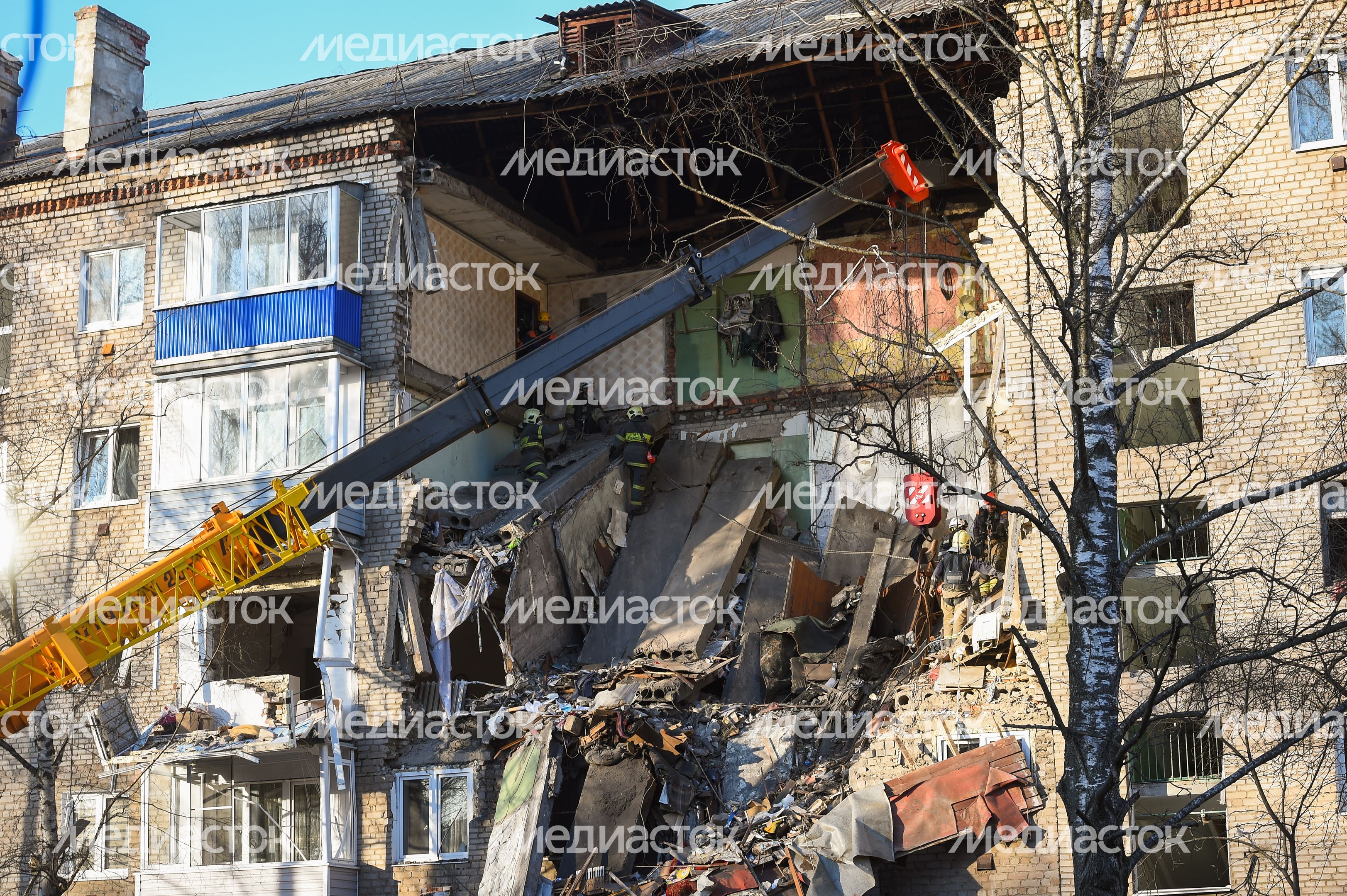 Кадры с места взрыва газа в многоквартирном доме в Орехово-Зуеве