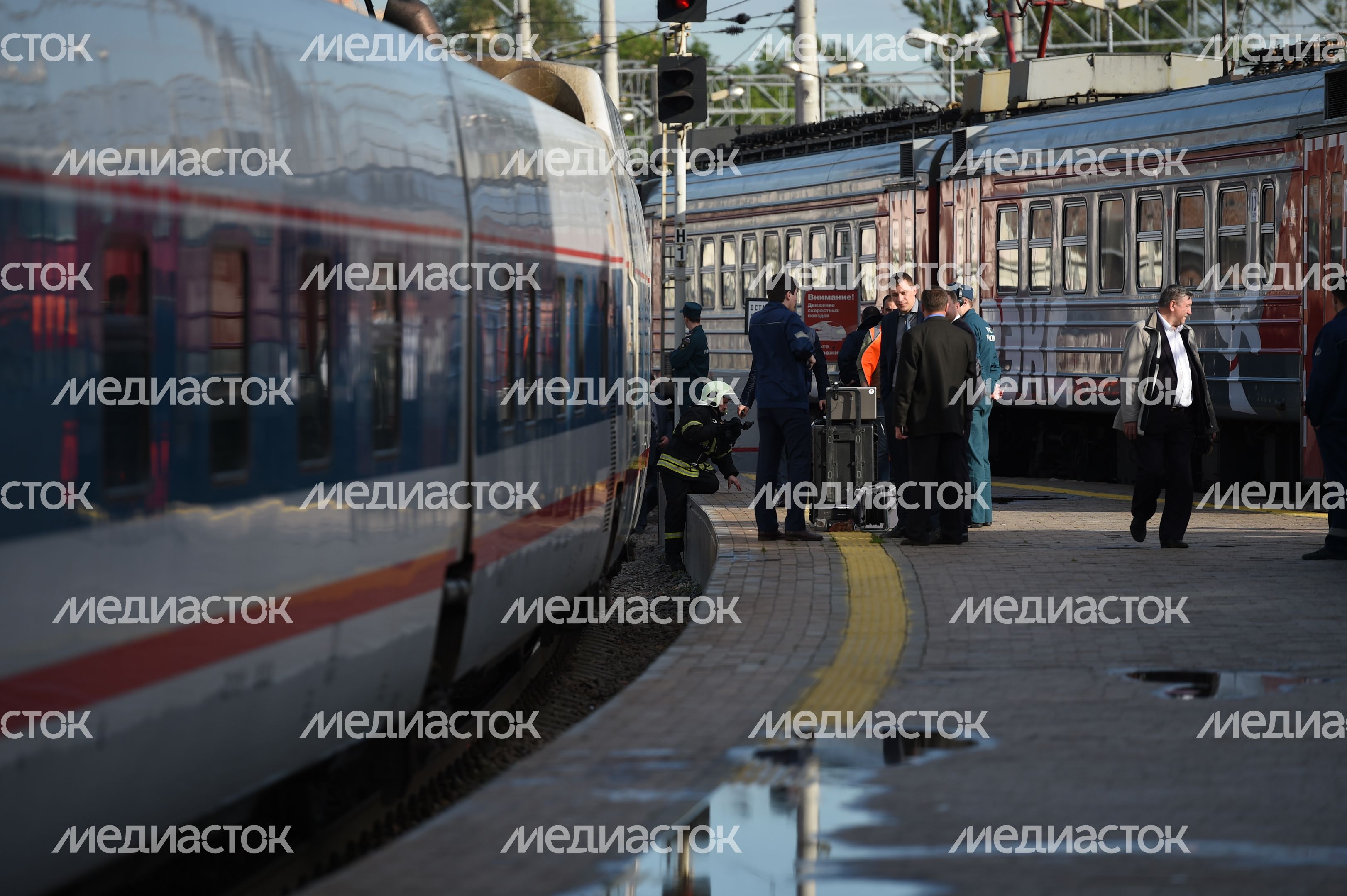 Столкновение поездов на Курском вокзале в Москве