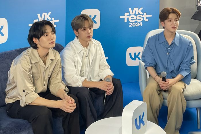 Южнокорейская рок-группа W24 на пресс-конференции VK Fest -2024 в Лужниках