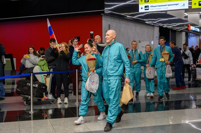 Встреча российской делегации в Шереметьево, вернувшейся с XXV Летних Сурдлимпийских игр в Токио