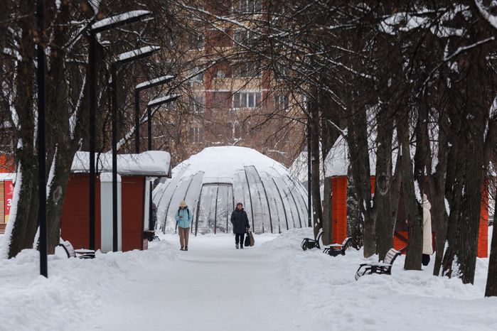 Городской парк культуры и отдыха зимой в Долгопрудном