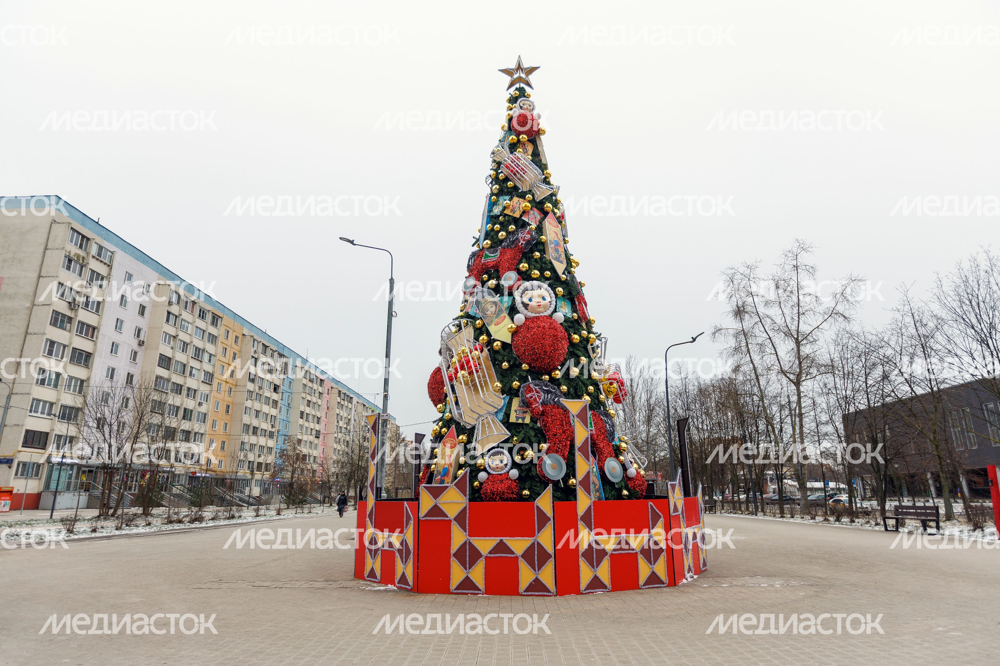 Новогодняя елка в Александровском сквере Реутова зимой Новогодняя елка в Александровском сквере Реутова зимой