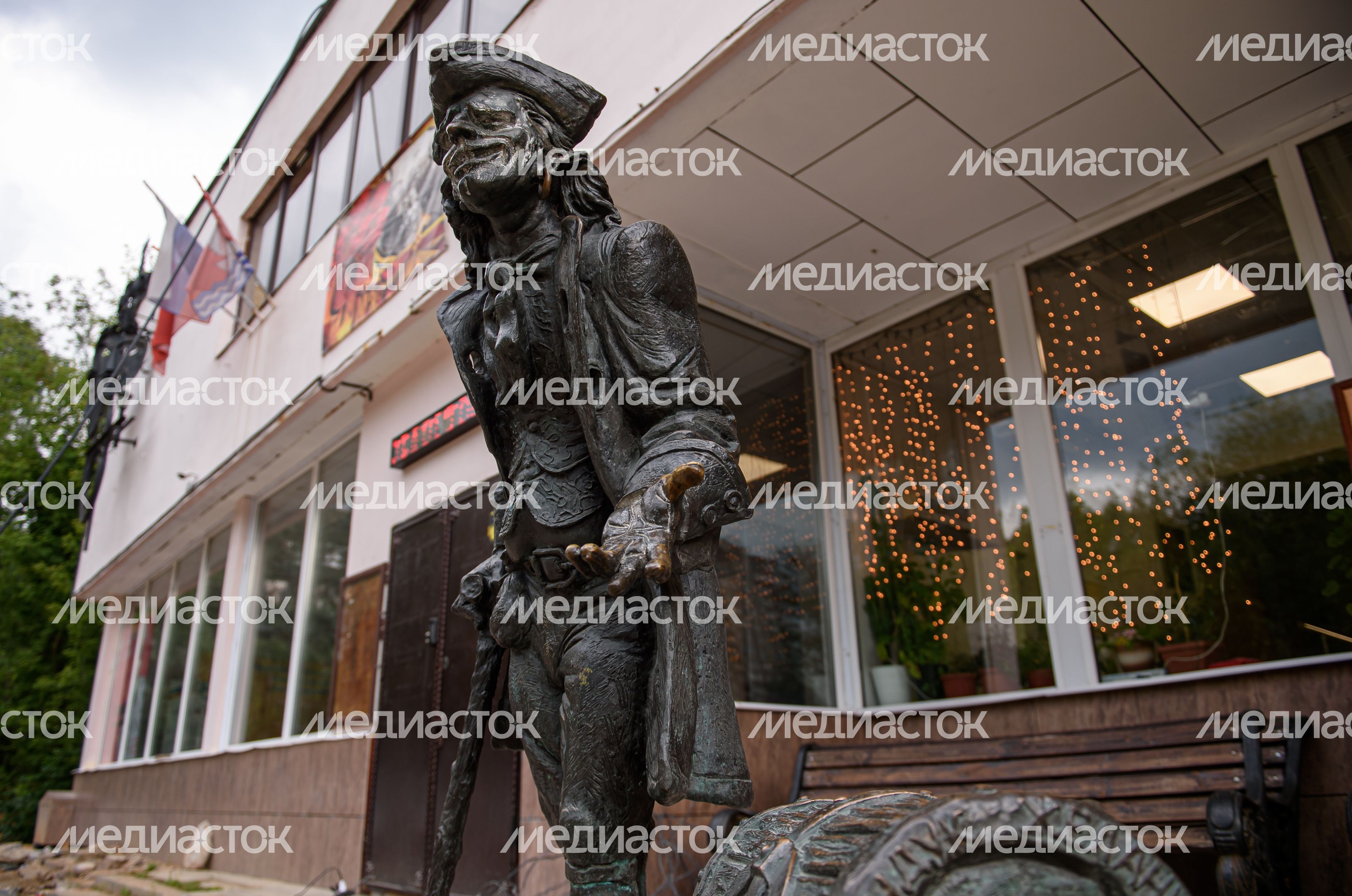 Летние виды памятника Пирату Сильверу в Долгопрудном