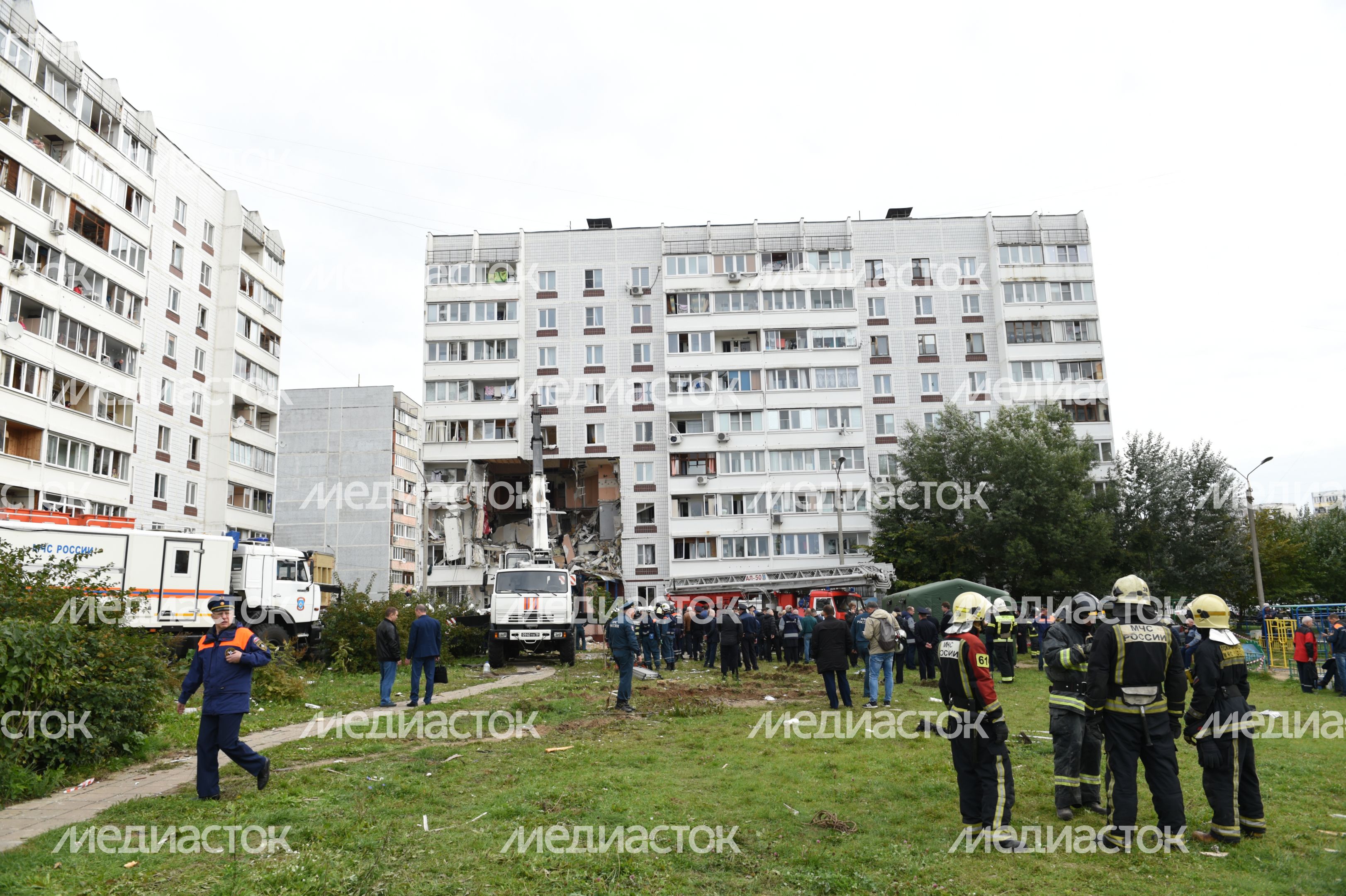 Кадры с места взрыва газа в жилом доме в Ногинске