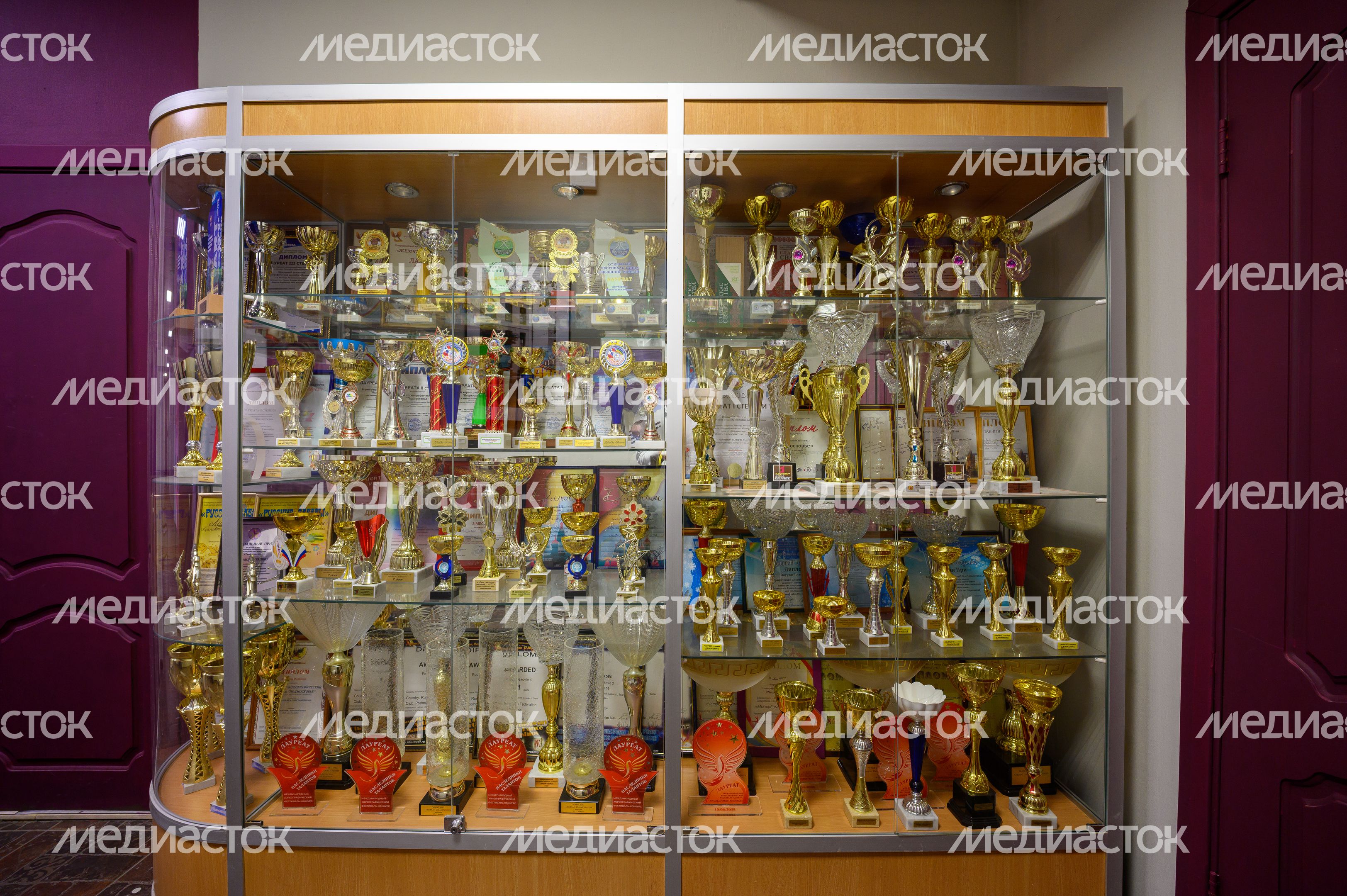 Награды спортивных достижений в Центре культуры «Подмосковье» микрорайона Пироговский округа Мытищи после ремонта Награды спортивных достижений в Центре культуры «Подмосковье» микрорайона Пироговский округа Мытищи после ремонта