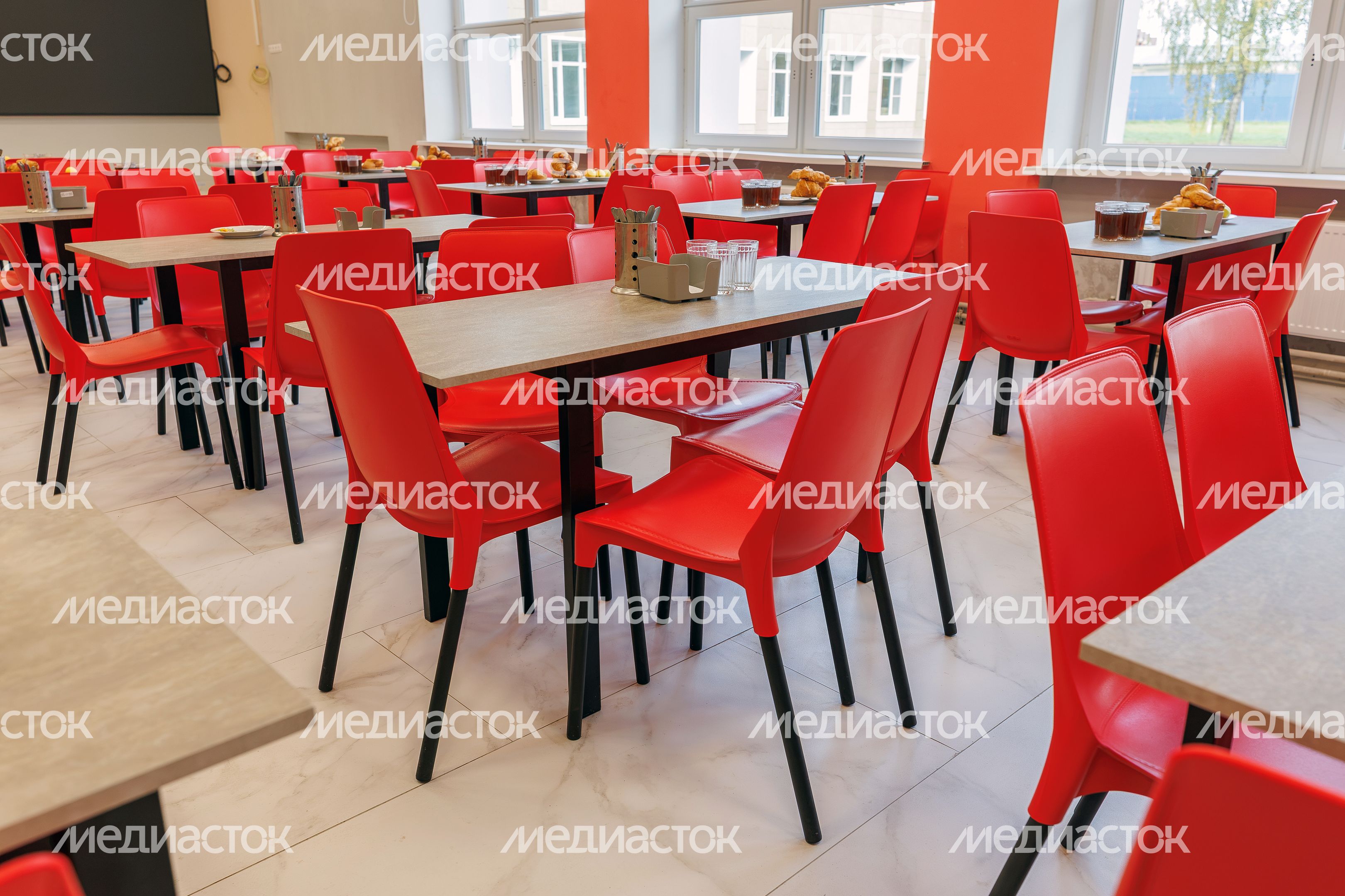 Столовая Хотьковской средней школы №5 в Сергиево-Посадском округе после капитального ремонта Столовая Хотьковской средней школы №5 в Сергиево-Посадском округе после капитального ремонта