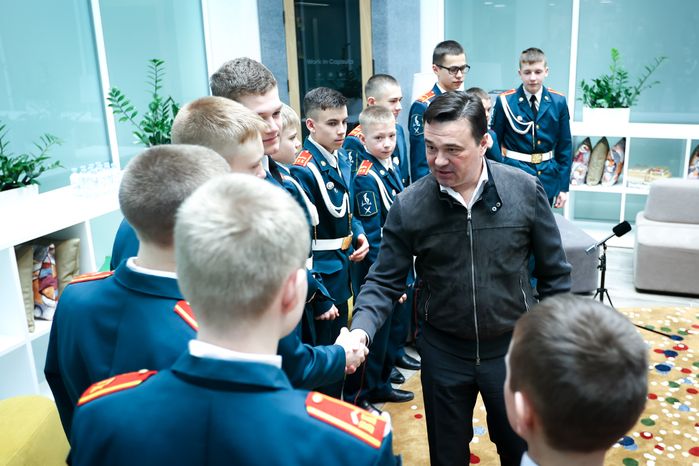 Встреча Губернатора Подмосковья с ребятами из кадетской школы «Корабелы Прионежья»