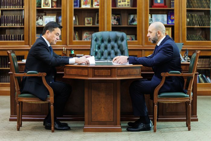 Рабочая встреча Андрея Воробьева с главой Орехово-Зуевского округа Русланом Заголовацким