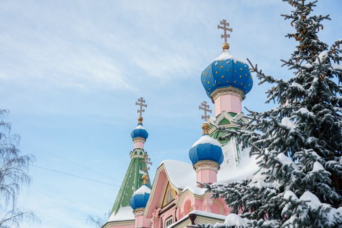 Зимний Свято-Троицкий храм в Люберцах