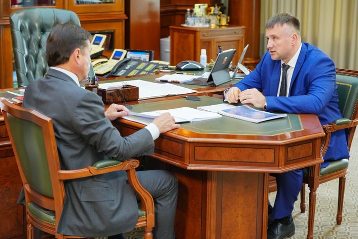 Андрей Воробьев провел рабочую встречу с главой г.о. Серпухов Алексеем Шимко