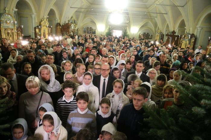 Рождественское богослужение в Успенском храме Новодевичьего монастыря