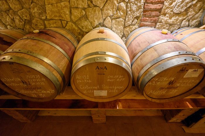 Дубовые бочки для выдержки вина на винодельне Nordwine в деревне Дергаево Раменского круга