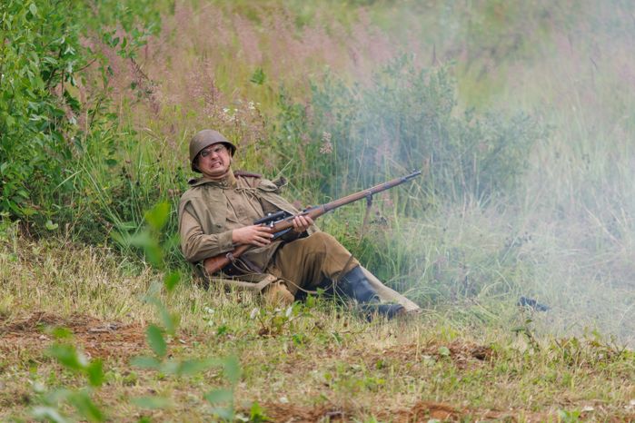 Эпизод Курской битвы под Прохоровкой на военно-исторической реконструкции в Центральном парке «Патриот»