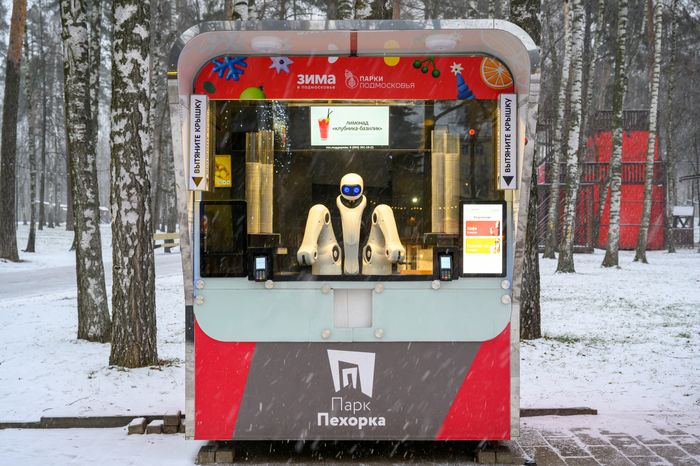 Торговля на робостанции в парке «Пехорка» в Балашихе зимой