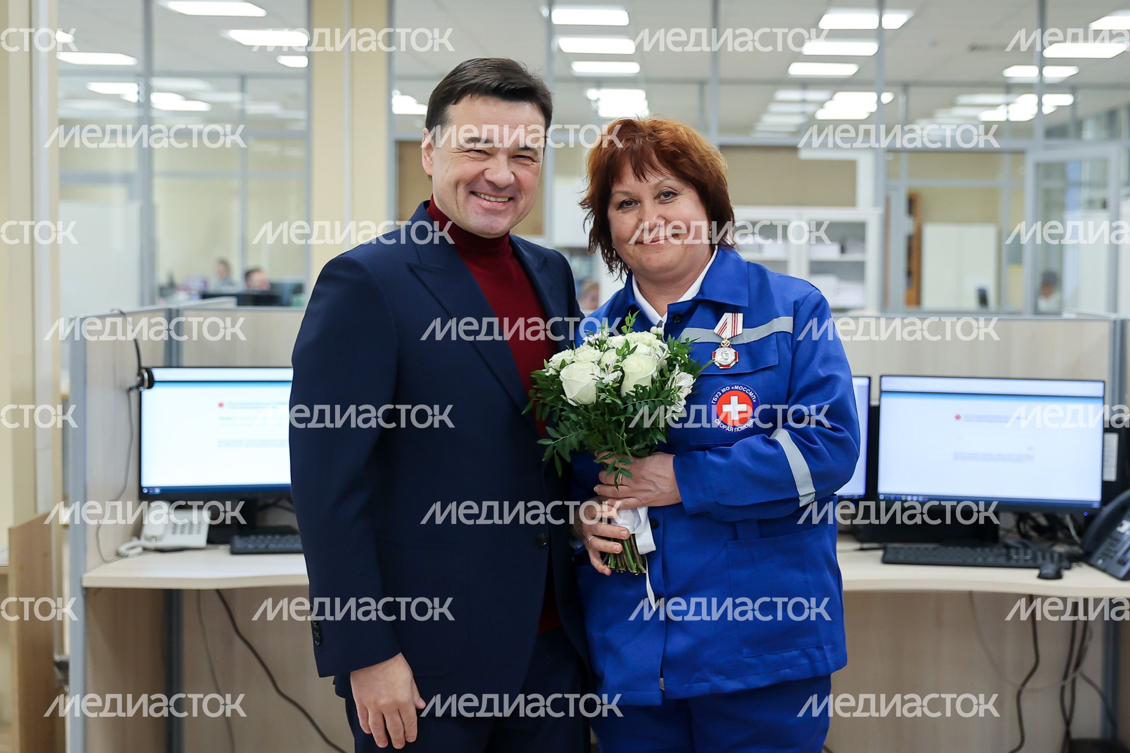 Поздравление Губернатором Подмосковья сотрудников Московской областной станции скорой медицинской помощи с профессиональным праздником