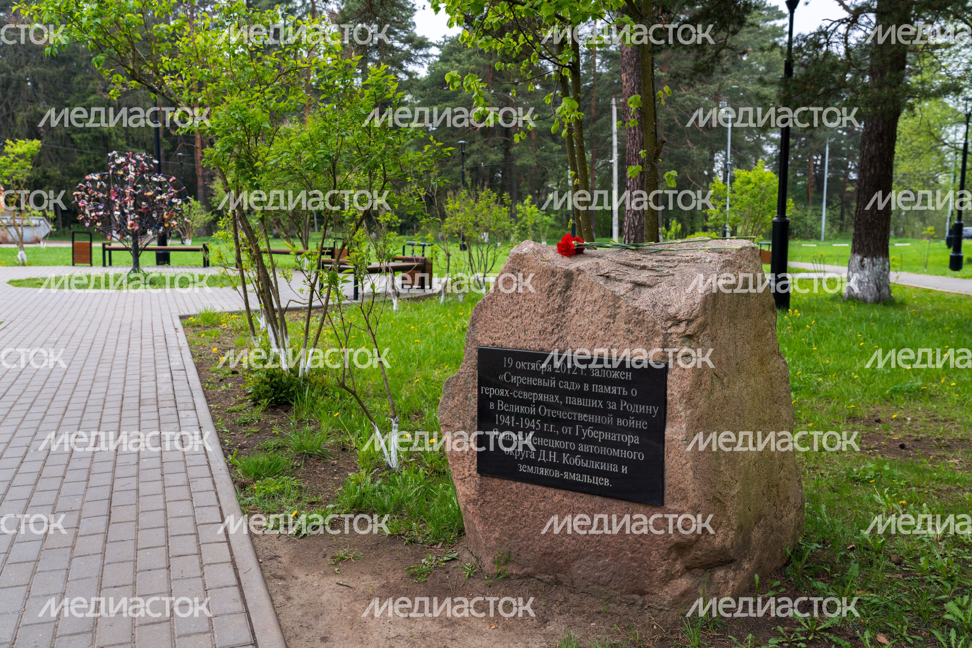 Закладной камень сиреневого сада у Ленино-Снегиревского военно-исторического музея в Ленино округа Истра Закладной камень сиреневого сада у Ленино-Снегиревского военно-исторического музея в Ленино округа Истра