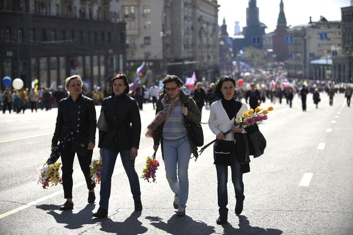 Первомайская демонстрация в честь Дня труда в Москве
