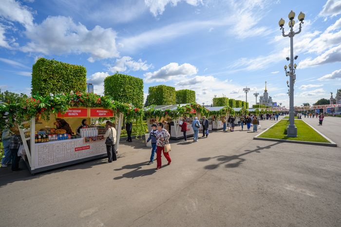 Ярмарка продуктов питания, произведенных в Подмосковье, на гастрономическом фестивале «Вкусы России» 2026 на ВДНХ