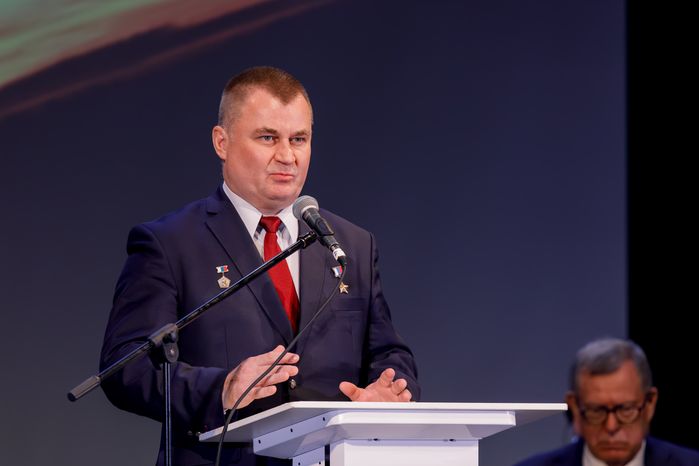Космонавт Алексей Овчинин на торжественной встрече космонавтов в Звездном городке