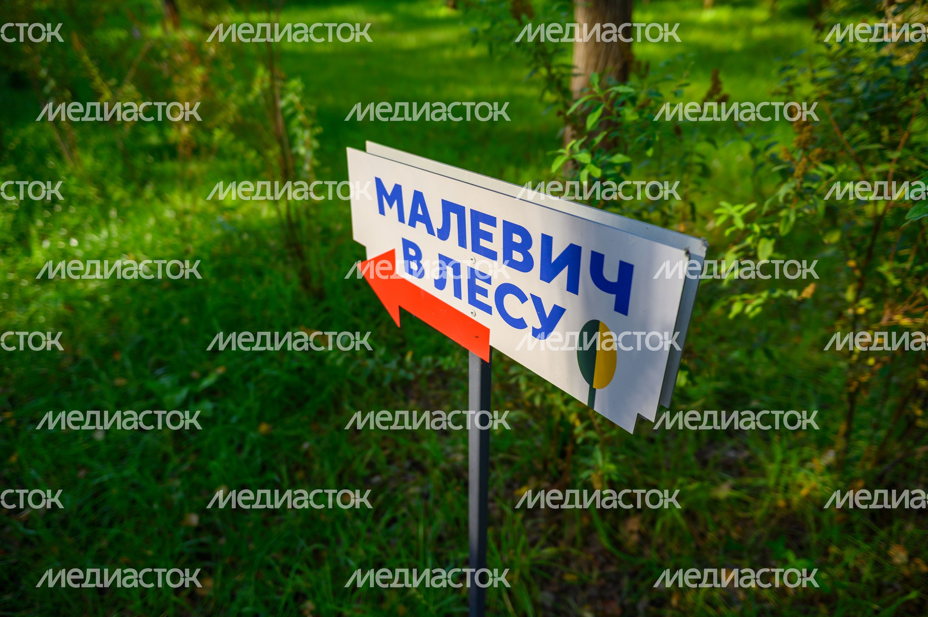 Указатель в парке Малевича Одинцовского округа осенью Указатель в парке Малевича Одинцовского округа осенью