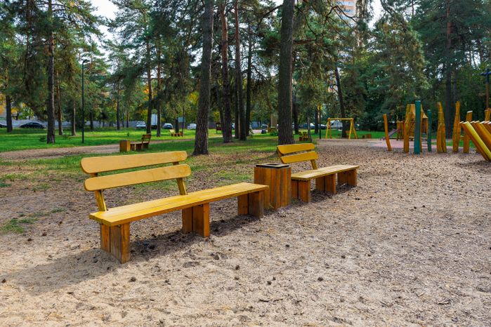 Детская площадка в Кузьминском лесопарке в Котельниках осенью