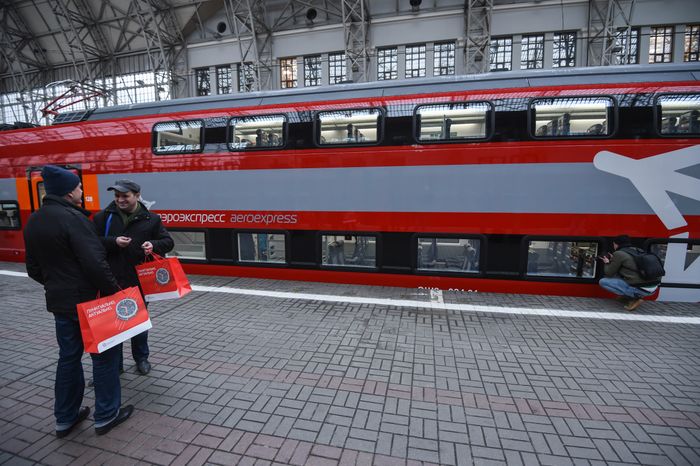 Запуск двухэтажного «Аэроэкспресса» с Киевского вокзала в Москве