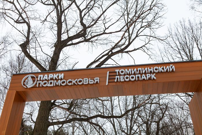 Томилинский лесопарк зимой в городе Дзержинский округа Люберцы