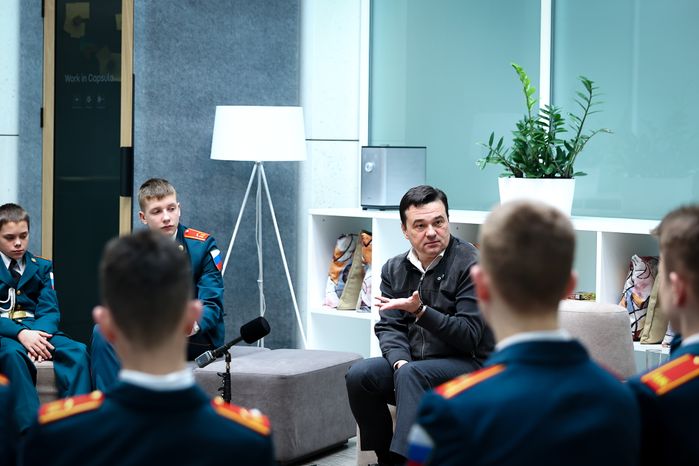 Встреча Губернатора Подмосковья с ребятами из кадетской школы «Корабелы Прионежья»