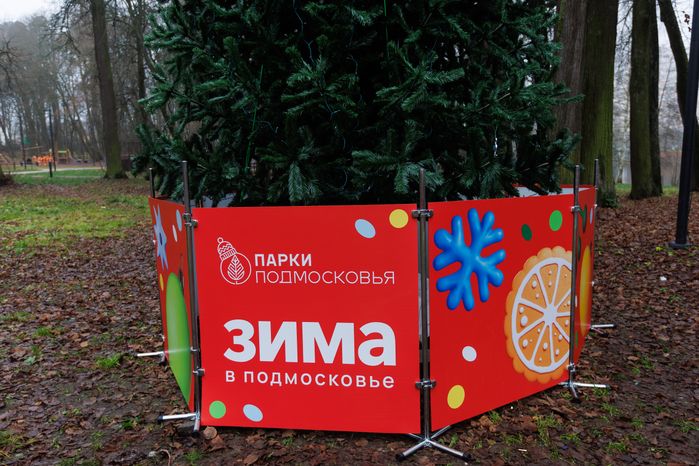 Новогодняя елка в парке культуры и отдыха «Свердловский» в поселке Свердловский Лосино-Петровского округа зимой