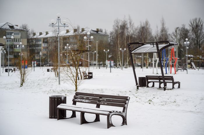 Городской парк культуры и отдыха в Электрогорске Павлово-Посадского округа зимой