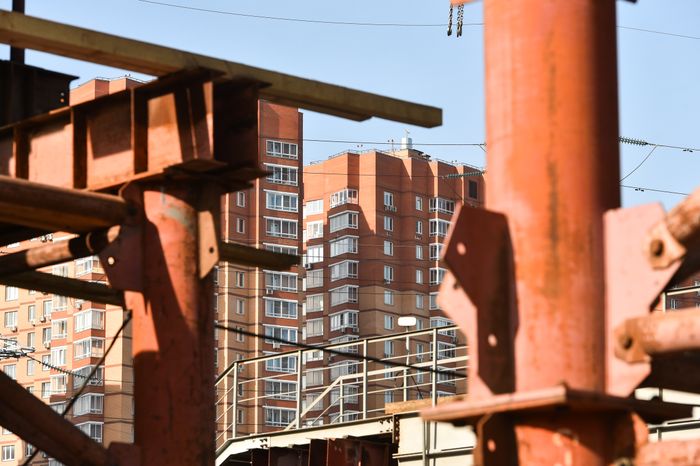 Надвижка арочного пролета на развязке Ленинградского шоссе в Химках