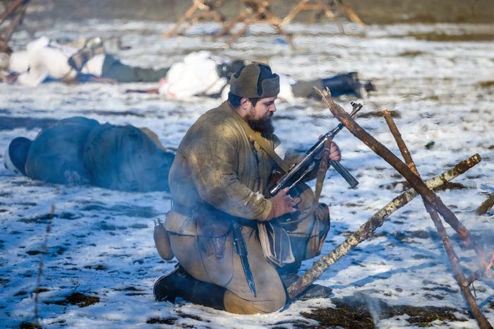 Военно-историческая реконструкция в музее танка Т-34 в Мытищах