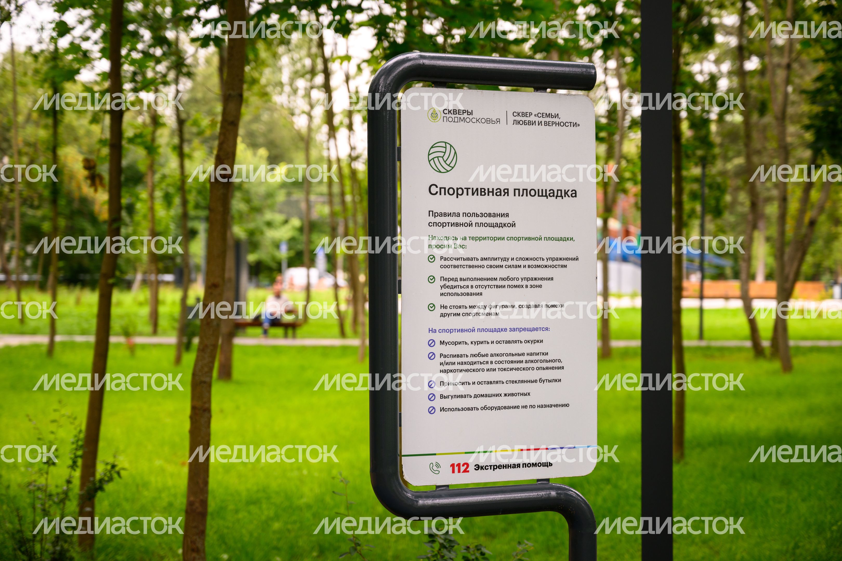 Спортивная площадка в сквере Семьи, любви и верности в Балашихе летом Спортивная площадка в сквере Семьи, любви и верности в Балашихе летом