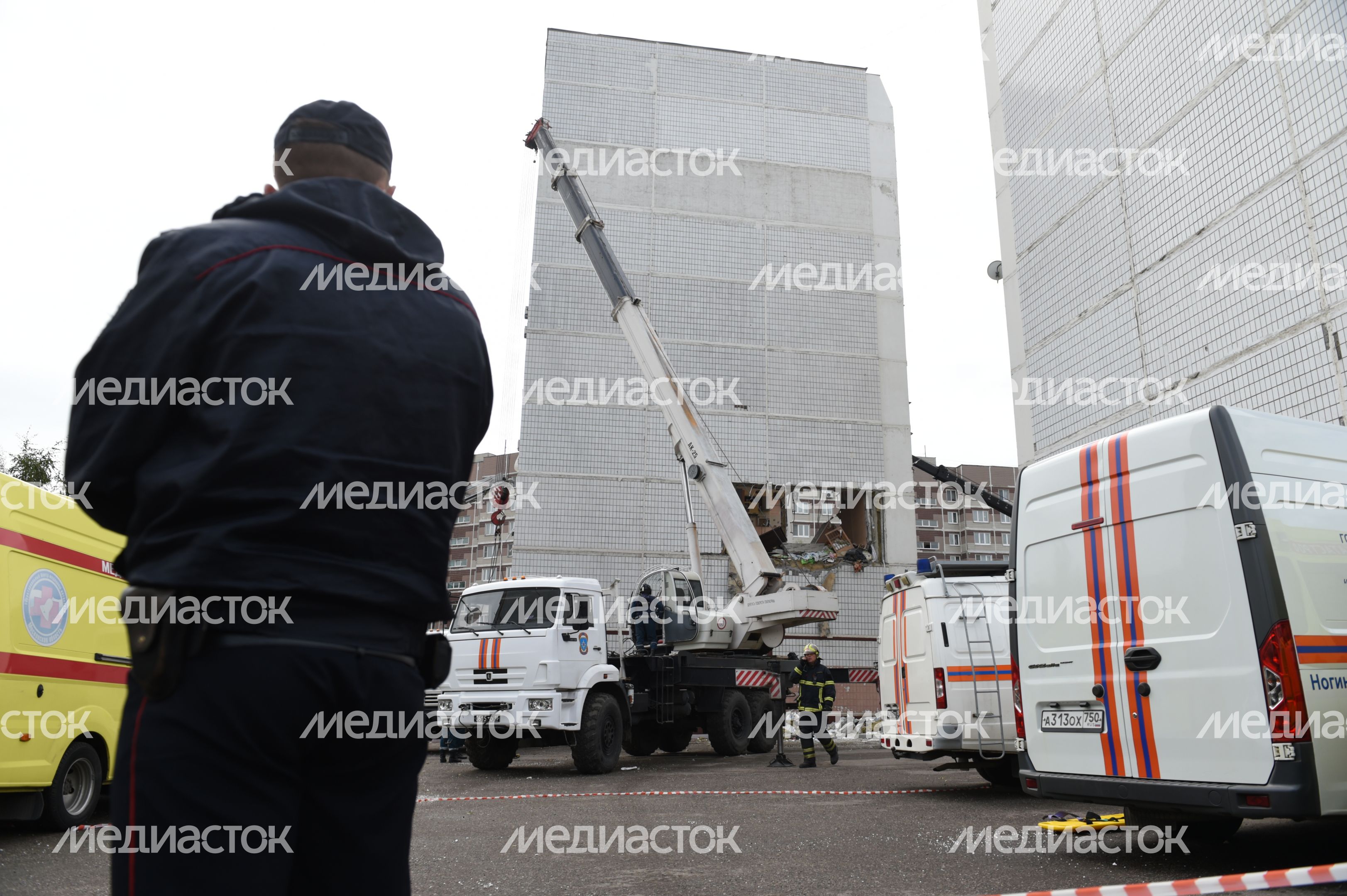 Кадры с места взрыва газа в жилом доме в Ногинске