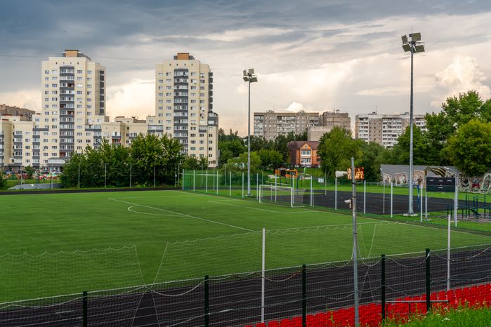 Стадион на набережной реки Теребенки в Чехове