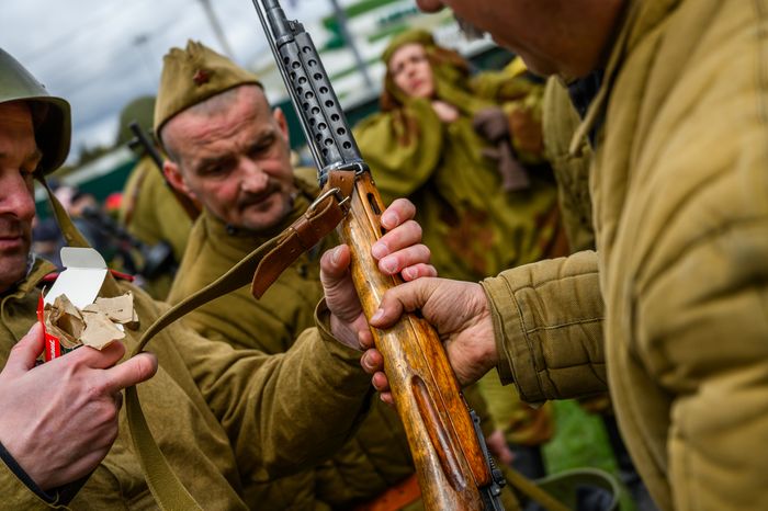 Военно-историческая реконструкция событий мая 1945 года в музее истории танка Т-34 в Мытищах