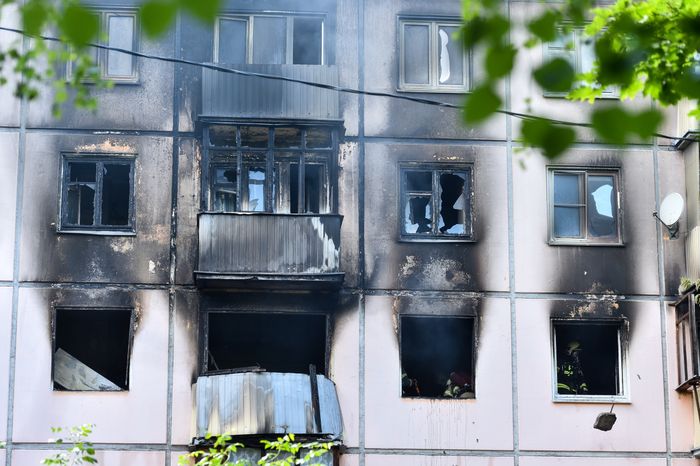Кадры с места взрыва в доме на улице Проходчиков в Москве