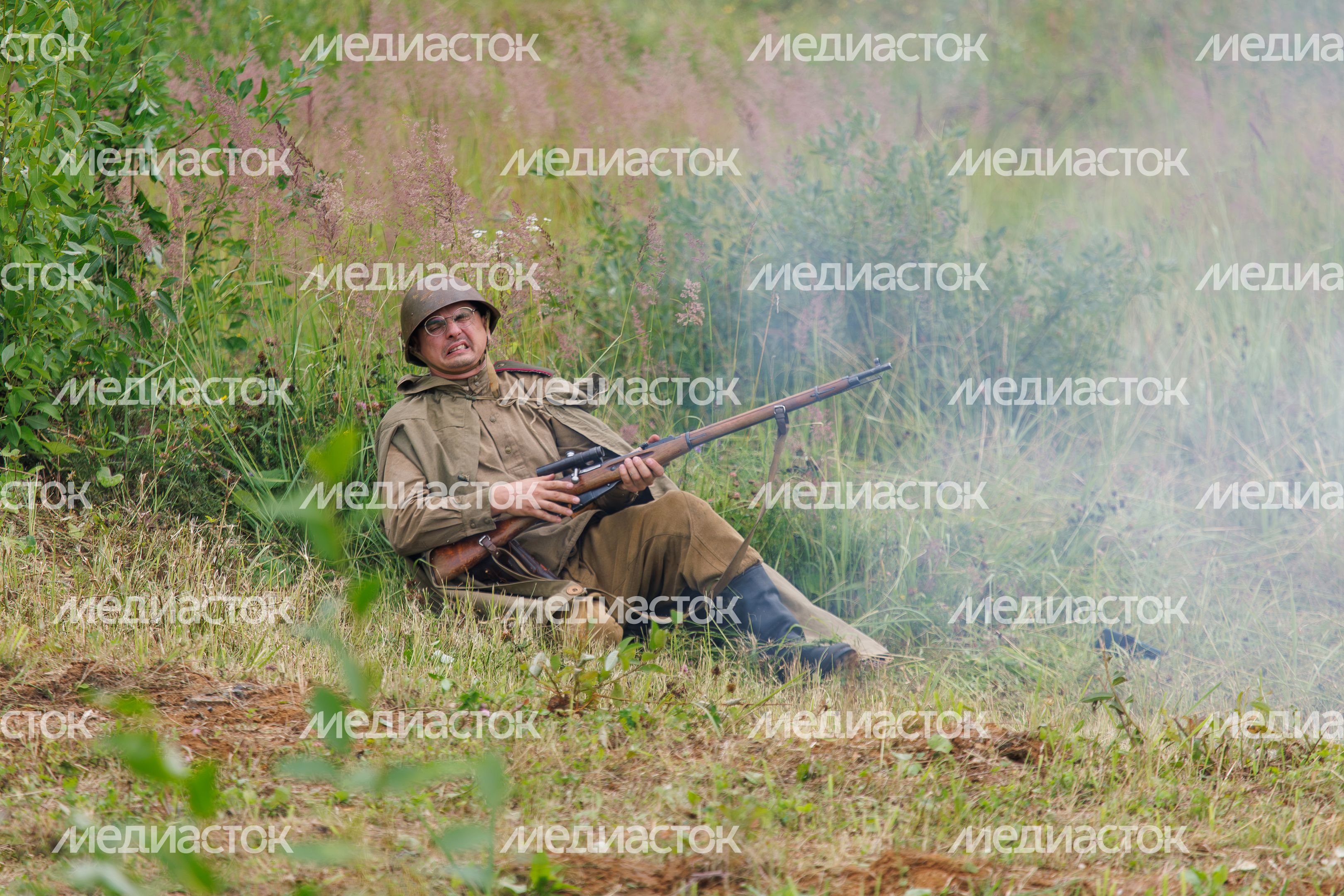 Эпизод Курской битвы под Прохоровкой на военно-исторической реконструкции в Центральном парке «Патриот»